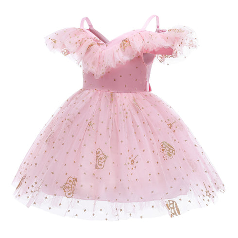 Girls' Dress European And American Children's Wear Crown Sequin Princess Dress Dress Mesh Paggy Dress