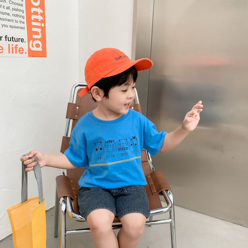 Cute Cartoon Printed Round Neck Breathable Children's T-shirt