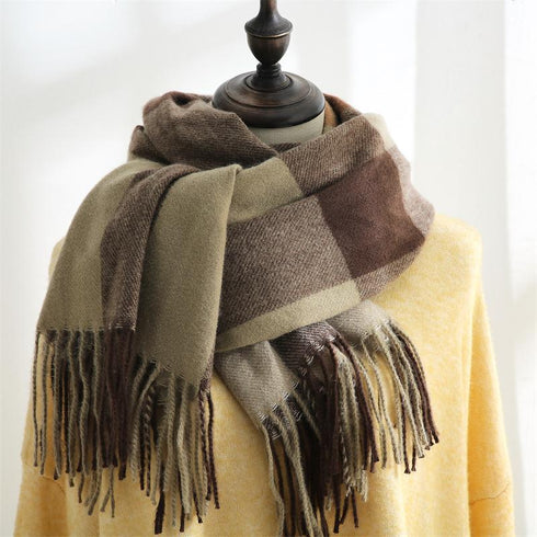 Fashion Plaid Scarf Sweet Cashmere Scarf Thickened Warm Shawl
