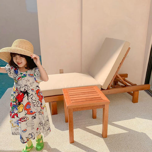 Girl's Summer Backless Graffiti Dress