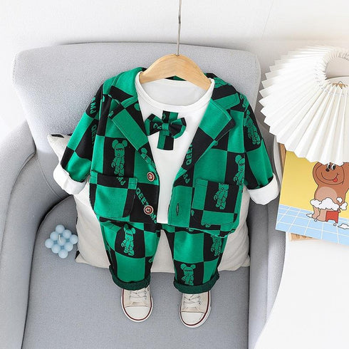 Boys spring and autumn long sleeve three-piece set