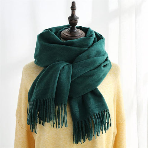 Solid color cashmere scarf fashion tassel scarf