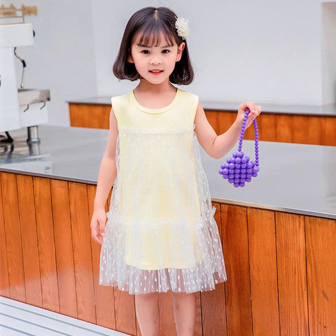 Lace Sleeveless Round Neck Mesh Princess Dress