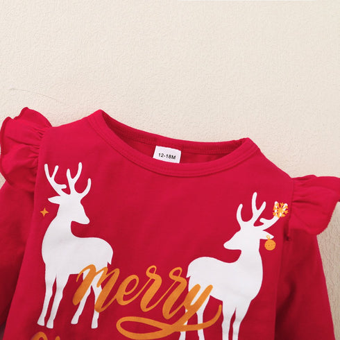 Christmas printed long sleeve three-piece set