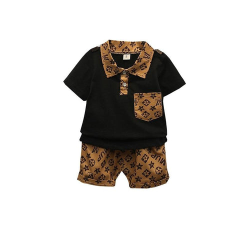 Summer boys suit short sleeve shorts two-piece set