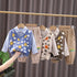 Children spring and autumn long sleeve shirt knitted waistcoat sweater vest set of three