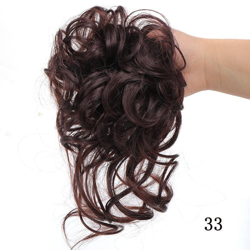 Synthetic bun wig fluffy hair ring ball head