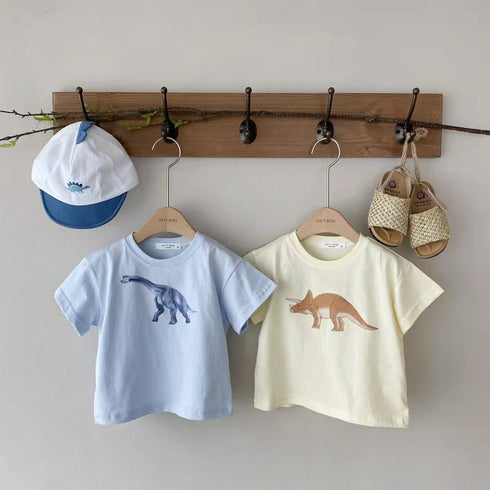 Thin Cotton Round Neck Dinosaur Short Sleeve T-shirt Sports Casual Bottoming Shirt