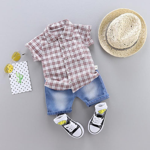Boys summer short sleeve suit two-piece set