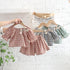Round Neck Plaid Short Sleeve Suit Casual Shorts Two Piece Set