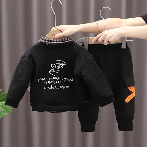 Boys fall/winter three-piece suit plus velvet sweater suit