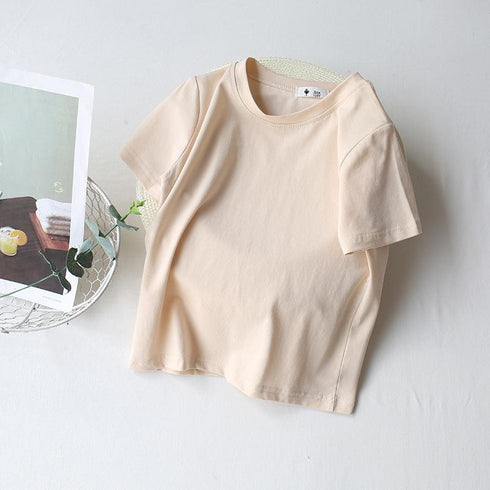 Solid color T-shirt half sleeve candy short sleeve