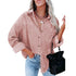 Solid Chiffon Jacquard Lapel Long Sleeve Shirt