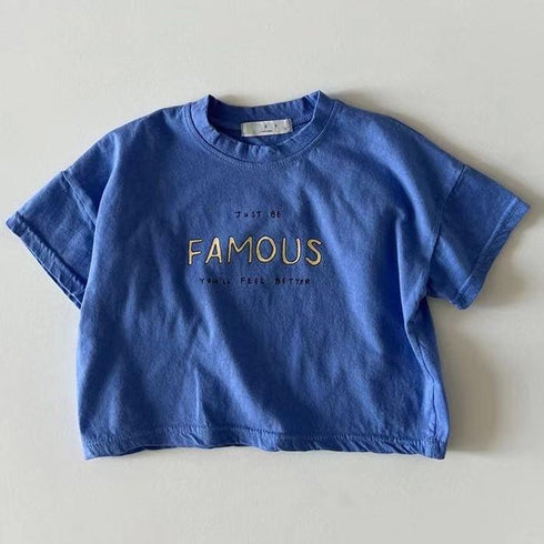 Letter Round Neck Short Sleeve Simple T