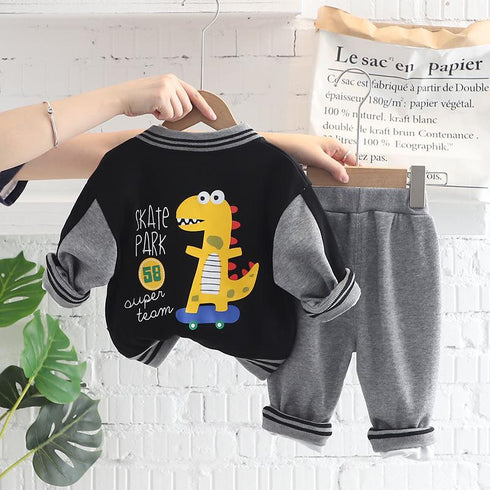 Children's Spring and Autumn Baseball Suit Set of Three