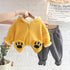 Autumn and winter boys plus velvet hooded suit two-piece set
