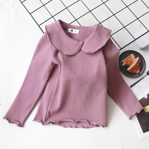 Baby Lotus Leaf Collar Lace White T-shirt