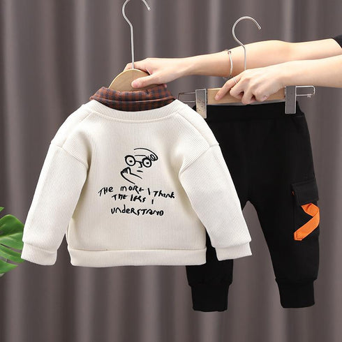 Boys fall/winter three-piece suit plus velvet sweater suit