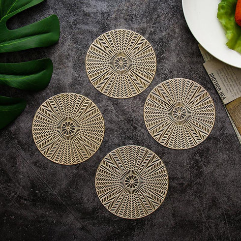 Solid Color Gilded Kaleidoscope Coaster Circular Hollow Geometric Pad