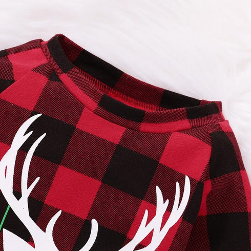 Christmas Deer Head Plaid Long Sleeve Siamese Harper