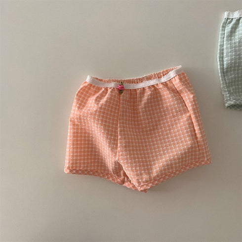 Children's Small Plaid Shorts Summer Thin Cotton Pants