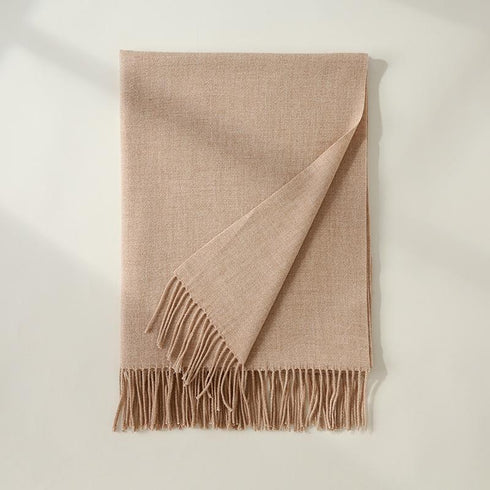 Solid color medium and long warm scarf tassel scarf