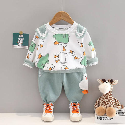 Spring and Autumn Boys Long Sleeve Set Two-Piece Set