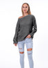 Autumn and winter solid color loose beveled jacket knitted sweater
