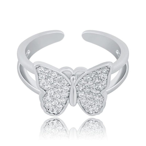 Butterfly women's ring full of zircon hip hop ring