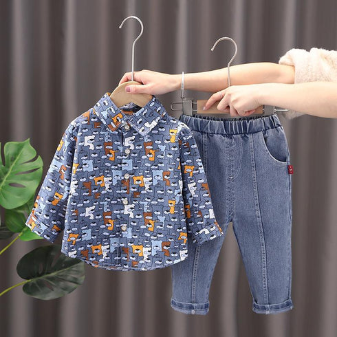 Boys spring and autumn suit two-piece set