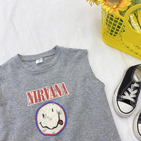 Children's Back Printed Sleeveless Vest Skirt