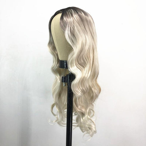 Fashion chemical fiber high temperature silk gradient long curly hair wig headgear