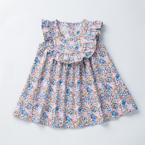 Cotton Floral Bib Collar Baby Princess Skirt