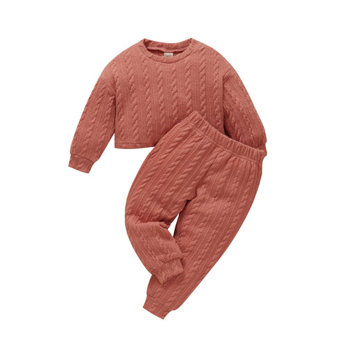 Autumn and Winter Tricolor Crewneck Sweater Two-Piece Set