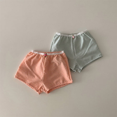Children's Small Plaid Shorts Summer Thin Cotton Pants
