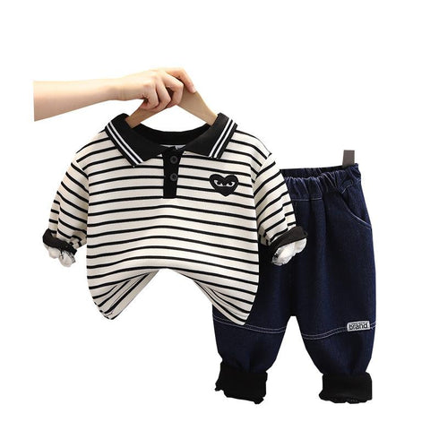 Children's winter warm plus velvet leisure two-piece set