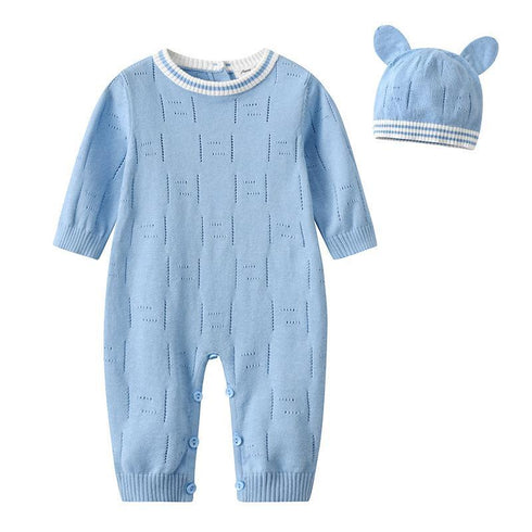 Autumn Knit Jumpsuit with Hat