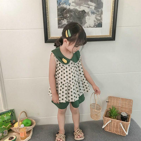 Girls Summer Polka Dot Vest Shorts Set