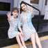 Mommy And I Striped Color Matching Shirt Chiffon Parent-child Dress