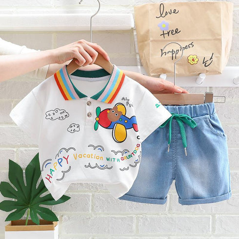 Rainbow Polo Shirt And Shorts Boys' Suit