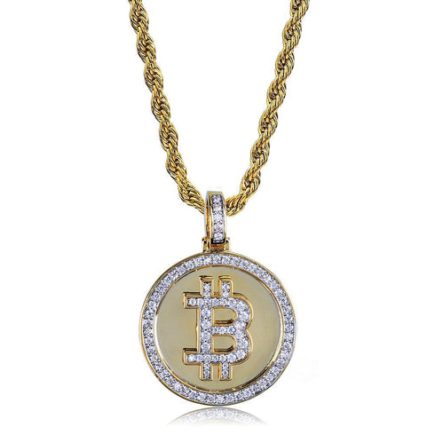 Gold-plated micro-inlaid zircon men's hip-hop necklace pendant