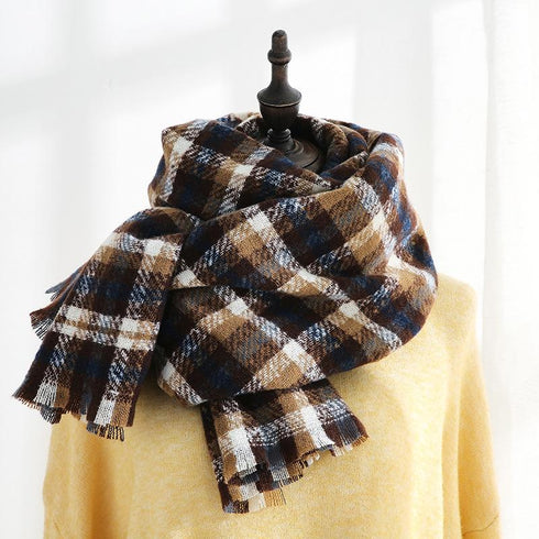 Fashion Plaid Scarf Sweet Cashmere Scarf Thickened Warm Shawl