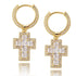 Hip Hop Short Cross Earrings for Men and Women Full of Zircon