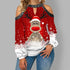 Winter Christmas Sexy Shoulder Top Elk-Print Women's Wear