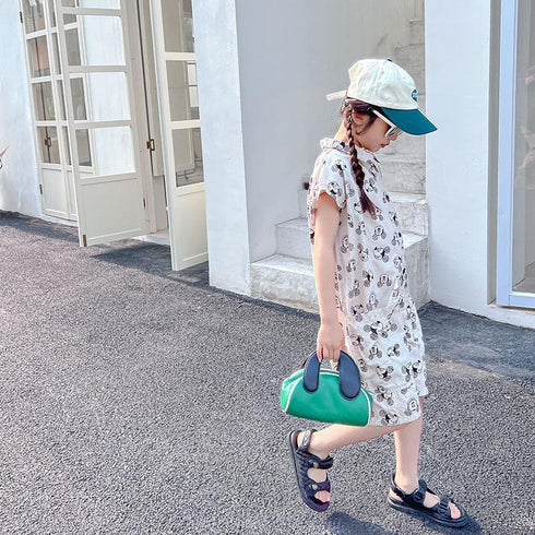 Boys' And Girls' Cartoon Graffiti Large Pocket Sleeveless Jumpsuit