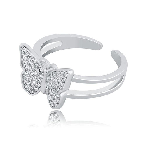 Butterfly women's ring full of zircon hip hop ring