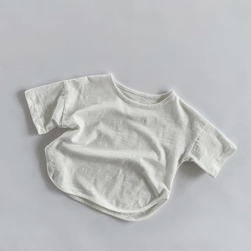 Slub Cotton Short Sleeve T-shirt Versatile Cotton Personalized T-Shirt Baby Top