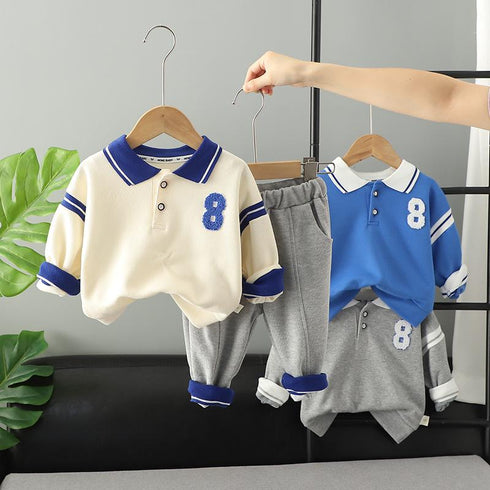 Spring and autumn boys long sleeve suit men's two-piece set