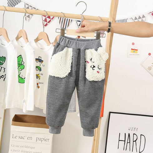 Autumn and winter girls plus velvet cartoon pants