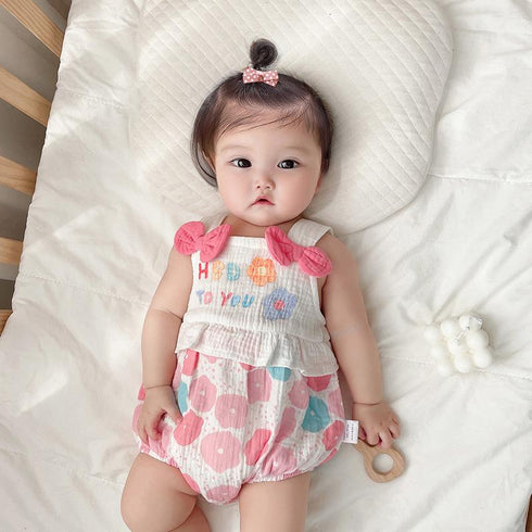 Summer New Baby Girl Thin Jumpsuit Baby Girl Sleeveless Condole Belt Triangle Bag Cute Cotton